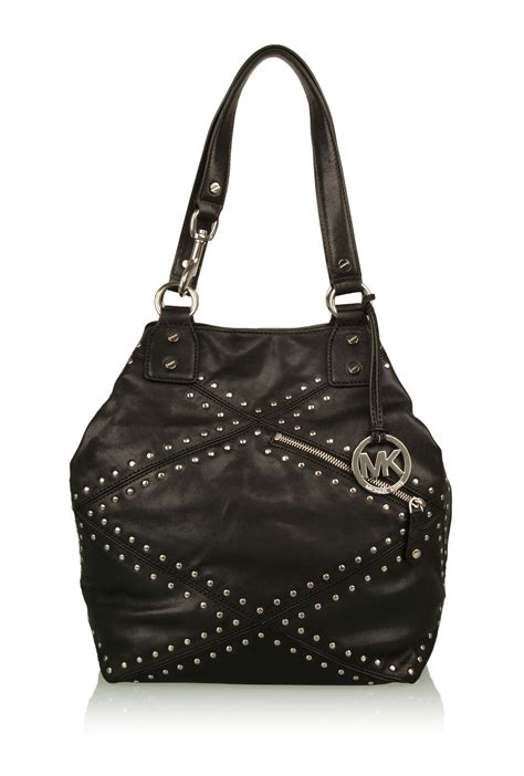 michael kors black grab bag|michael kors black studded bag.